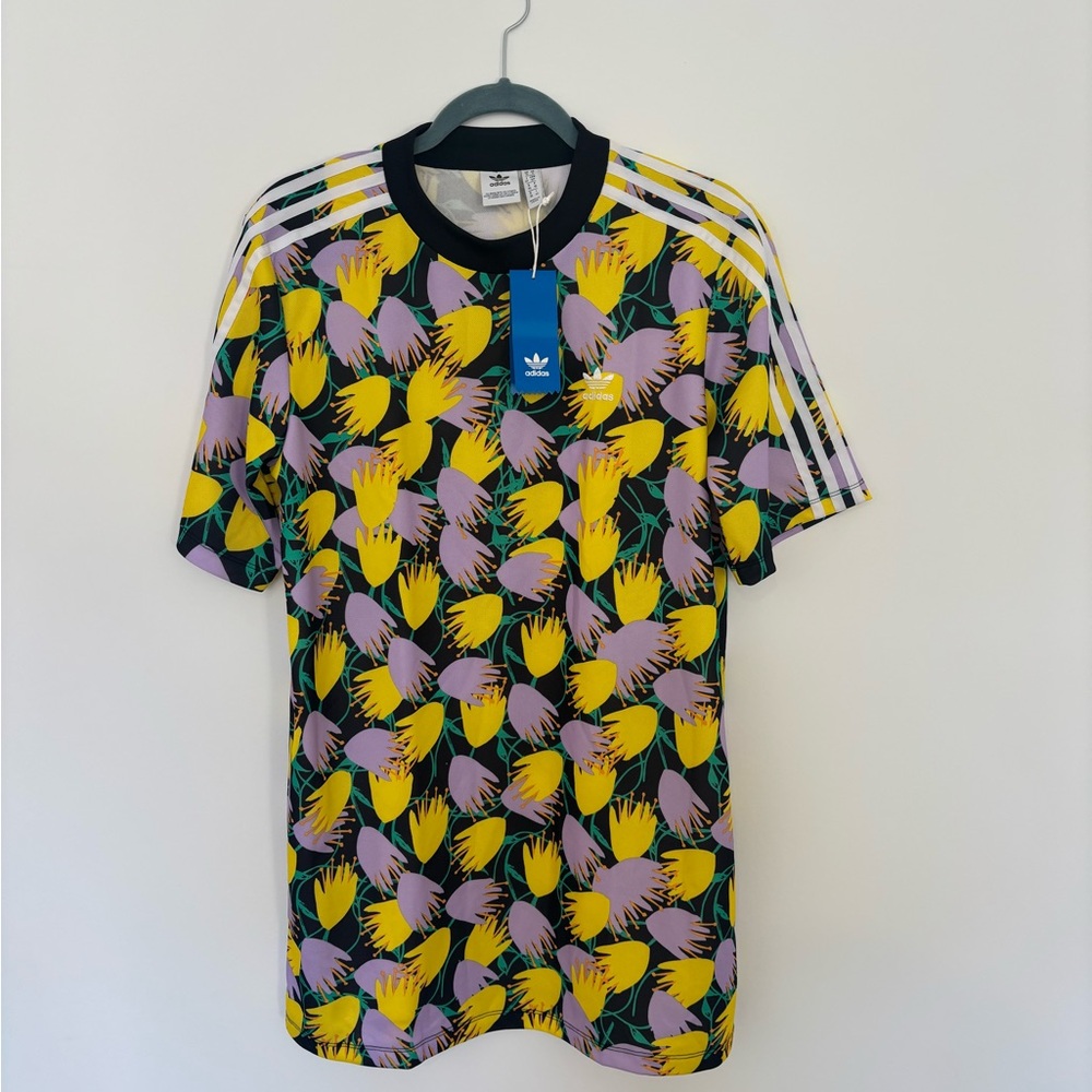 Adidas Floral Graphic Tee - Yellow and Purple